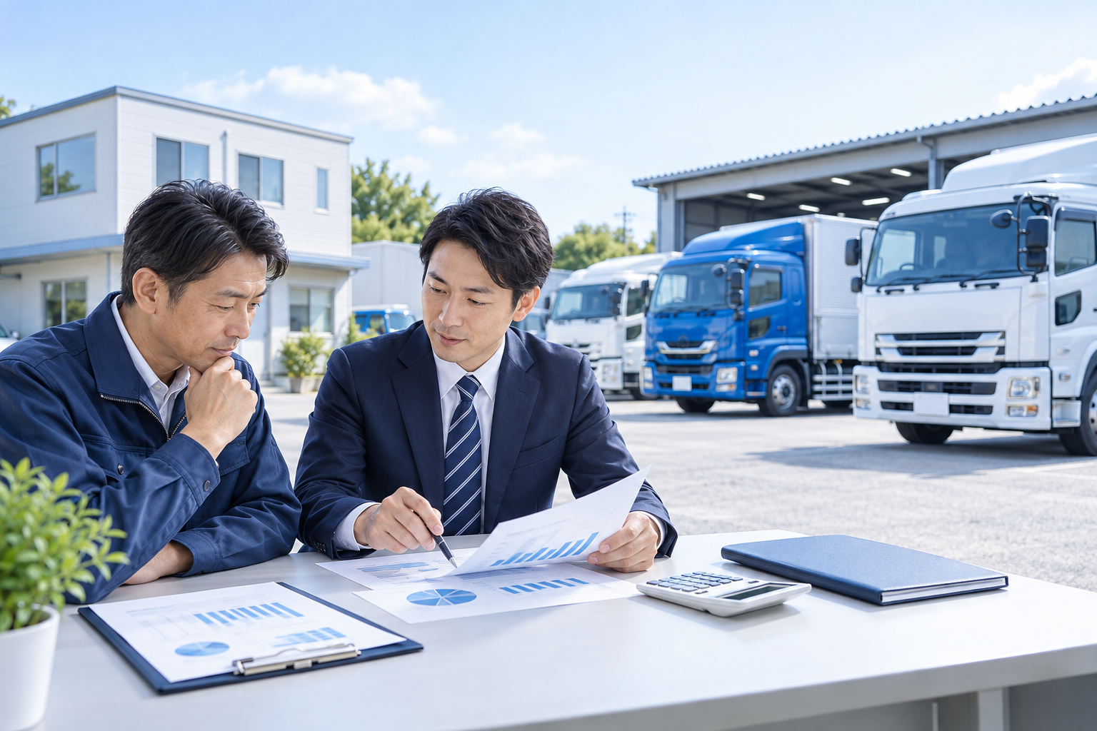 一般貨物新規許可の車両・施設・人員を含む資金計画のイメージ