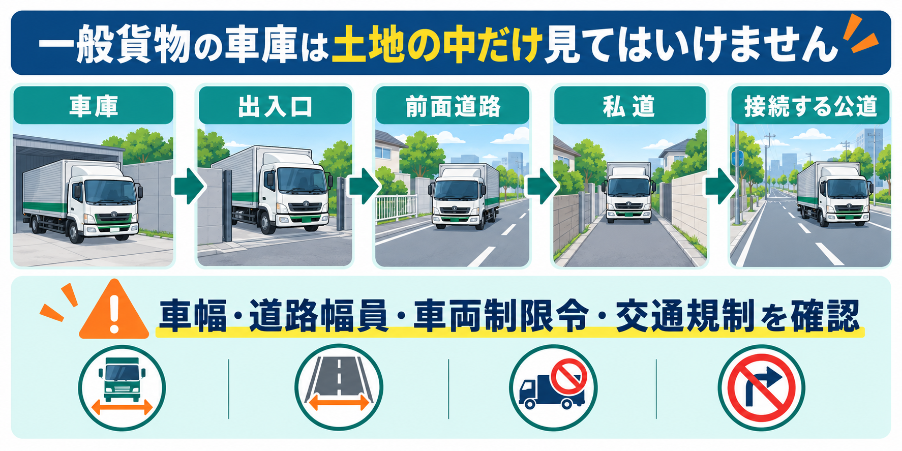 一般貨物の車庫を契約する前の前面道路チェック手順